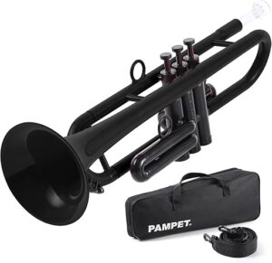 PAMPET Professional Plastic Bb Trumpet Set, Black