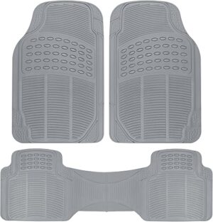 BDK ProLiner 3 Piece Heavy Duty Rubber Floor Mats, Gray