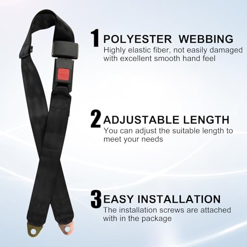 psler Adjustable Seat Belt Kit, Black, 2 Pack - Image 2