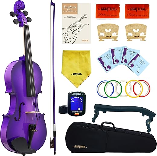 CRAFTEEM Purple 1/4 Fiddle Premium Violin Outfit