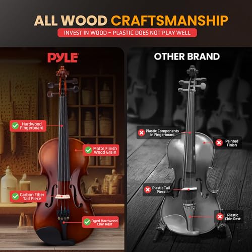 Pyle Beginner Violin Starter Kit with Accessories - Image 4