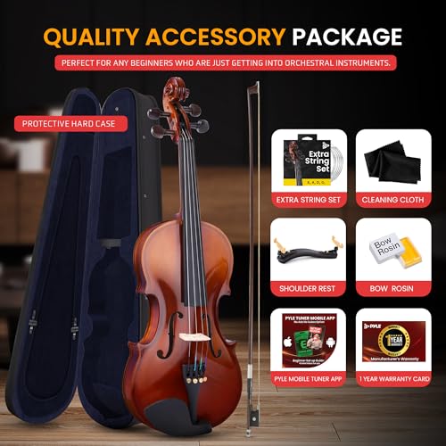 Pyle Beginner Violin Starter Kit with Accessories - Image 5