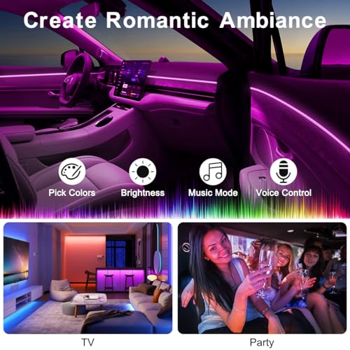 QVEVDACAR Interior Car LED Strip Lights Kit - Image 4
