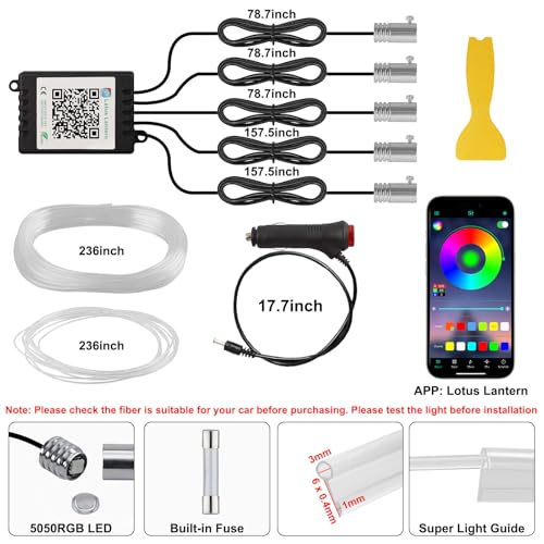 QVEVDACAR Interior Car LED Strip Lights Kit - Image 5
