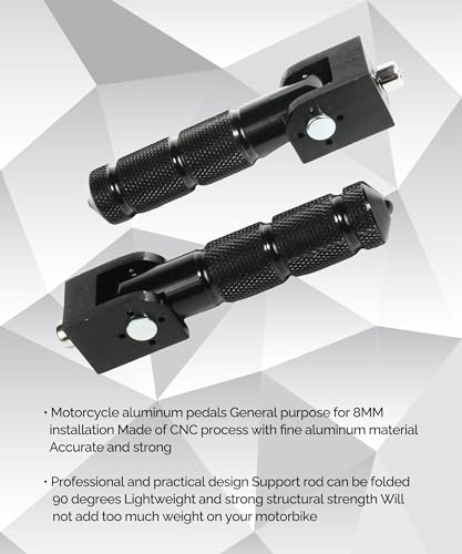 RACOONA Foldable Motorcycle Foot Pegs, 8MM Aluminum - Image 3