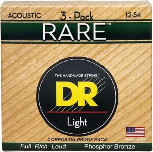 DR Strings Rare Phosphor Bronze Acoustic Guitar Strings RPM-12-3PK