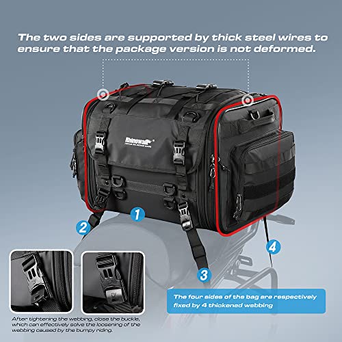 Rhinowalk Expandable Motorcycle Tail Bag 60L, Waterproof - Image 5