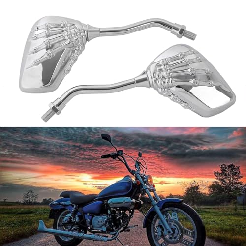 Rich Choices 8mm/10mm Motorcycle Skull Rearview Mirrors - Image 3