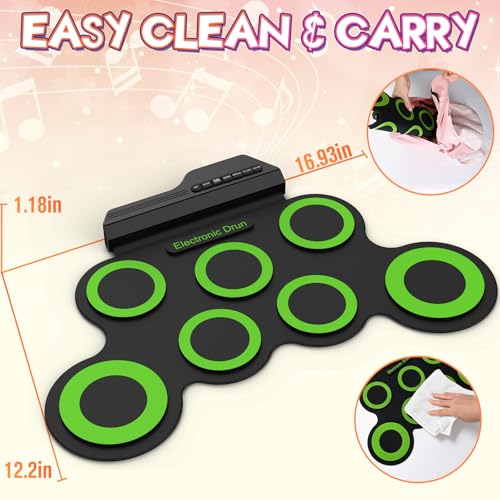 Rocktata Electronic Drum Set, 7 Pad Roll-up Kit - Image 5