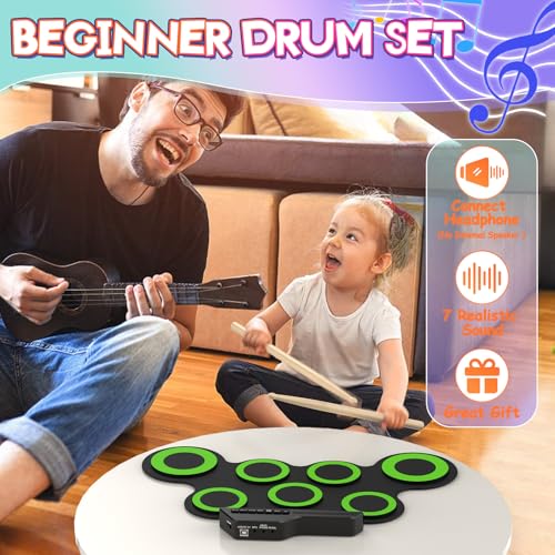 Rocktata Electronic Drum Set, 7 Pad Roll-up Kit - Image 2