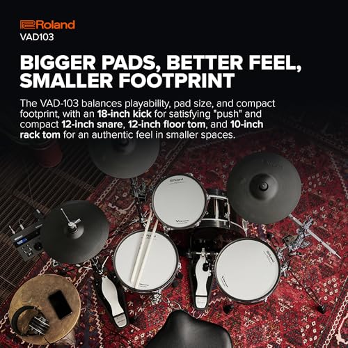Roland Premium 4-Piece Acoustic-Style Electronic Drum Kit (VAD103-1) - Image 3