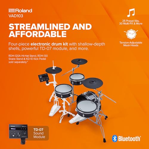 Roland Premium 4-Piece Acoustic-Style Electronic Drum Kit (VAD103-1) - Image 2