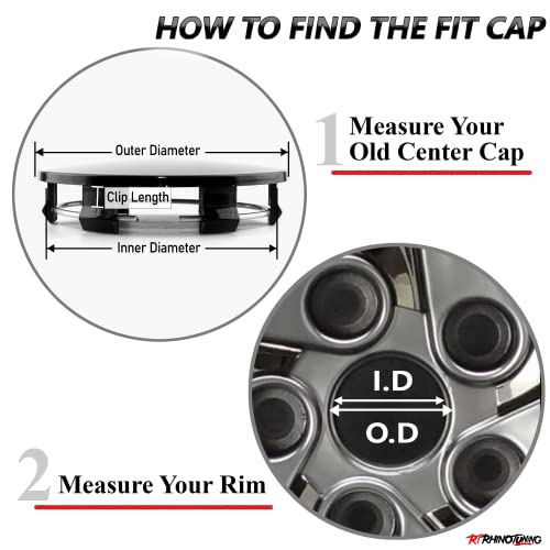 RTRHINOTUNING 4PCS 67.5mm Wheel Center Caps Black - Image 5