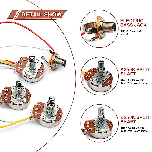 SAPHUE Bass Wiring Harness Kit For Jazz Bass - Image 3