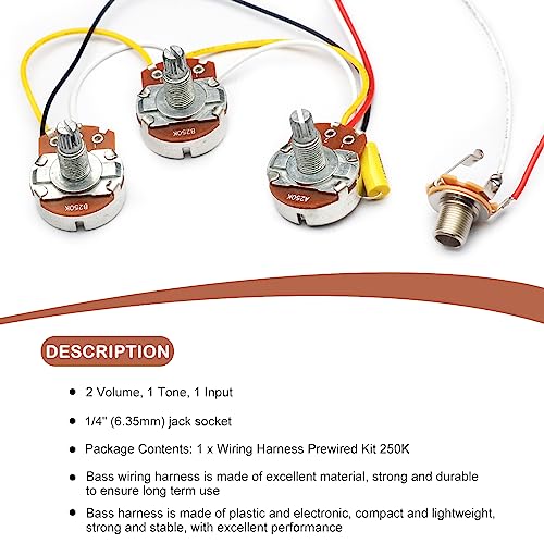 SAPHUE Bass Wiring Harness Kit For Jazz Bass - Image 5