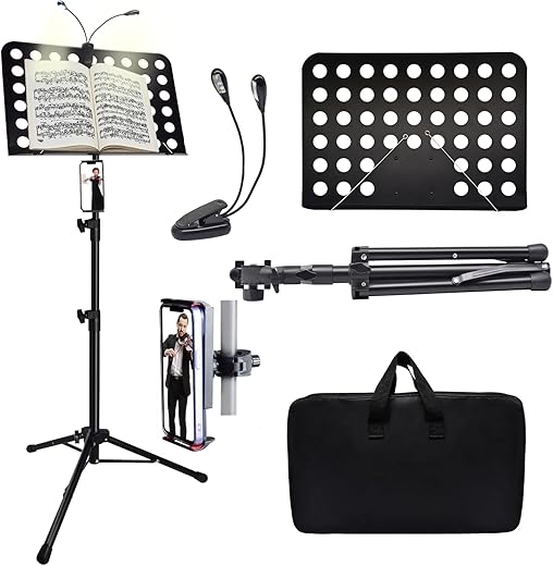 Tialero Sheet Music Stand With Light & Holder
