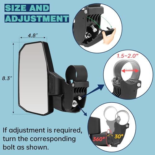 SHEJISI Spring Back UTV Mirrors For Roll Cage - Image 5