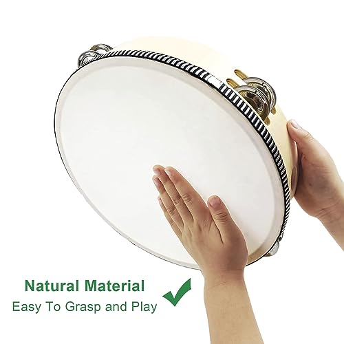 SHUESS 6 Inch Tambourine With Double Row Jingles - Image 3