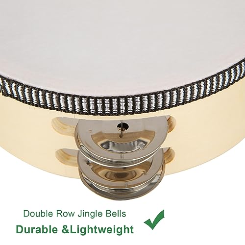 SHUESS 6 Inch Tambourine With Double Row Jingles - Image 4