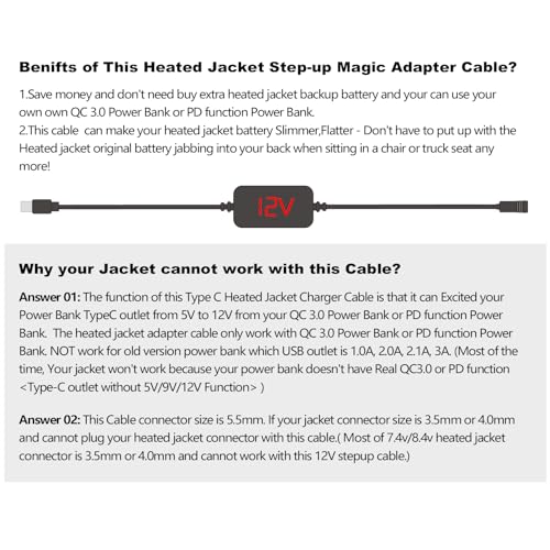 Smarkey 12V Heated Jacket Battery Charger Cable - Image 5