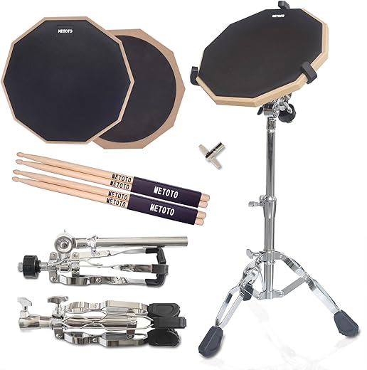METOTO Snare Drum Practice Pad Kit, 12-Inch Set