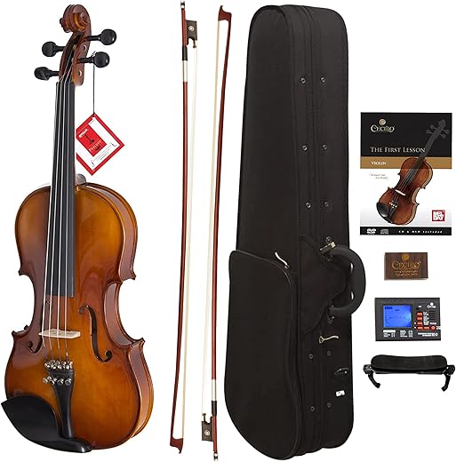 Cecilio Solidwood Ebony Fitted Violin, 4/4 Size