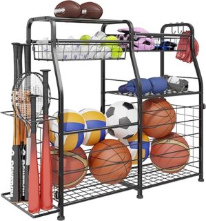 LUMAMU Sports Equipment Organizer, Ball Storage Rack