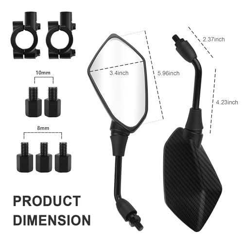 Stacool Motorcycle Mirrors, 360° Adjustable, Wide Angle - Image 2