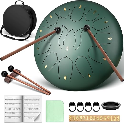 CAHAYA Steel Tongue Drum 12-Inch, 13 Notes
