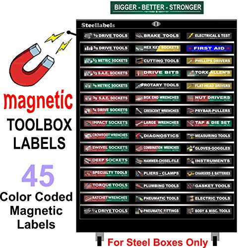 Steellabels Magnetic Tool Box Organizer Labels (Green) - Image 2