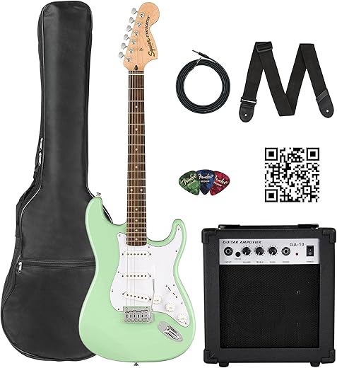 Fender Stratocaster Electric Guitar Bundle - Surf Green