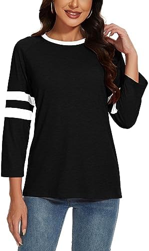 Sunidol Women's 3/4 Sleeve Patchwork Striped Blouse - Image 2