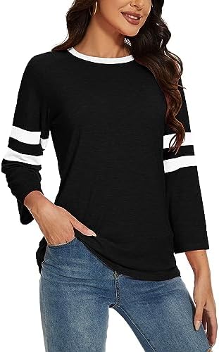 Sunidol Women's 3/4 Sleeve Patchwork Striped Blouse - Image 3