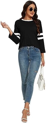 Sunidol Women's 3/4 Sleeve Patchwork Striped Blouse - Image 5
