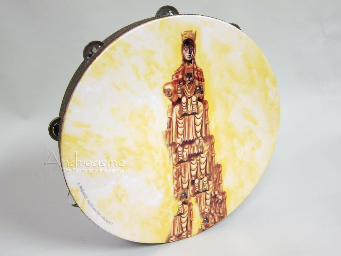 Remo Tambourine, 16" Dia, Black Madonna Graphic