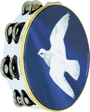 Remo Tambourine, 8″ Diameter, Religious Dove Graphic