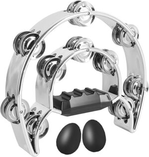 EASTROCK Tambourine Double Row Metal Bell Handheld