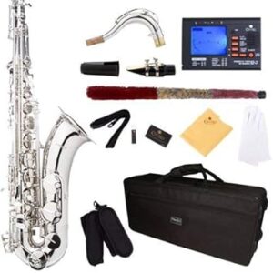 Mendini by Cecilio Tenor Saxophone, L+92D B Flat, Nickel