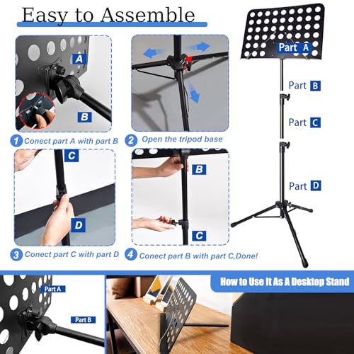 Tialero Sheet Music Stand With Light & Holder - Image 5