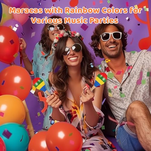 Tideme Maracas For Adults - Multi-Colored Wooden - Image 2