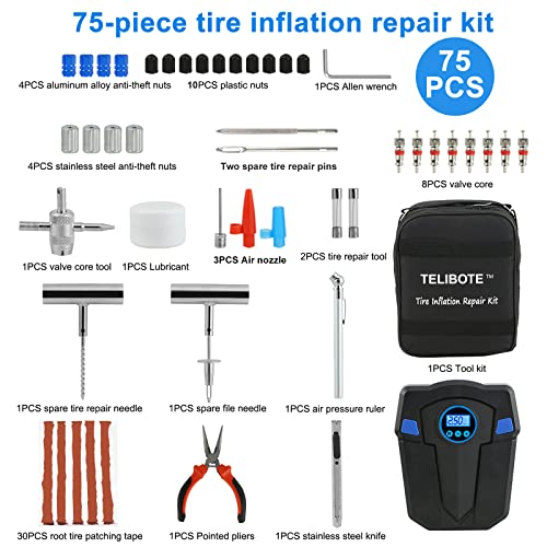 TILIBOTE Portable Tire Inflator & Repair Kit - Image 2