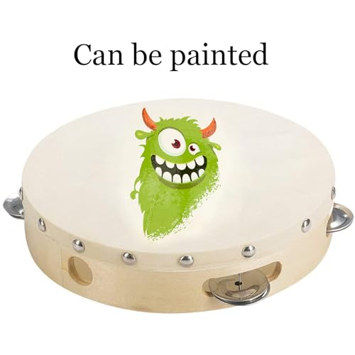Tosnail 8" Wood Handheld Tambourine - Single Row - Image 3