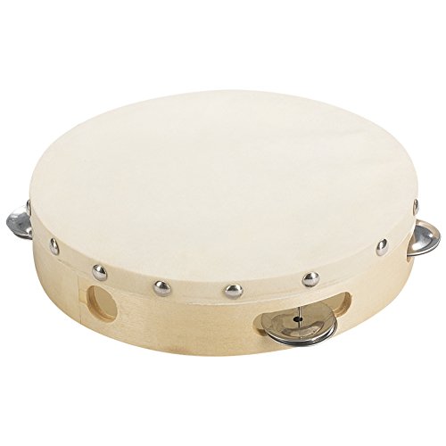 Tosnail 8" Wood Handheld Tambourine - Single Row - Image 2