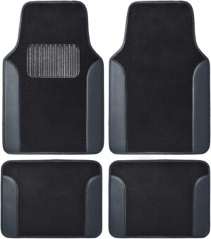 BDK Two-Tone Carpet Car Floor Mats (Gray)