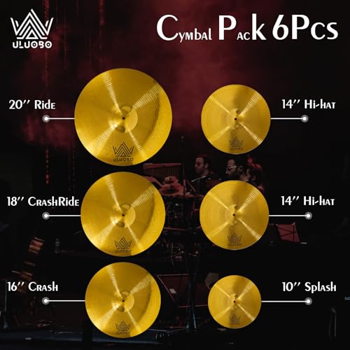ULUOBO 6-Piece Drum Cymbals Set 10''-20 - Image 3