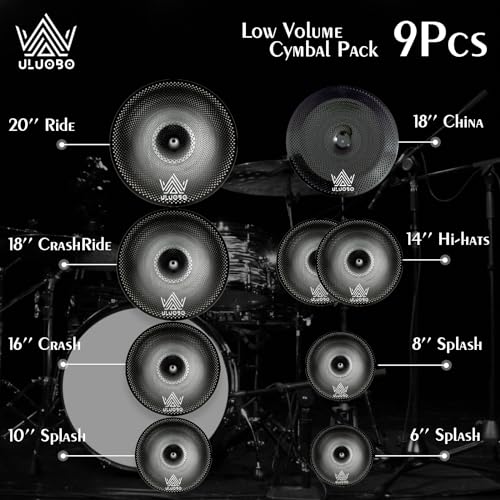 ULUOBO Low Volume Silent Cymbal Pack, 9 Pieces - Image 2