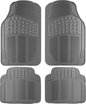 OxGord Universal Fit 4-Piece Rubber Floor Mat (Gray)