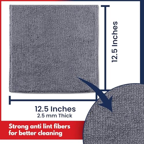 USANOOKS Microfiber Cleaning Cloth Grey - 12 Pcs - Image 3