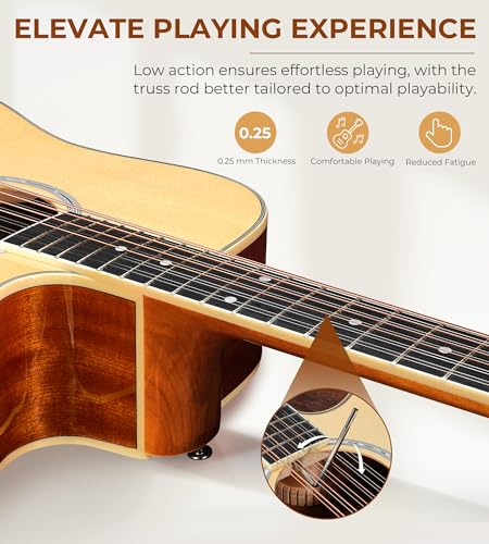 Vangoa 12 String Acoustic Electric Guitar, Natural - Image 5
