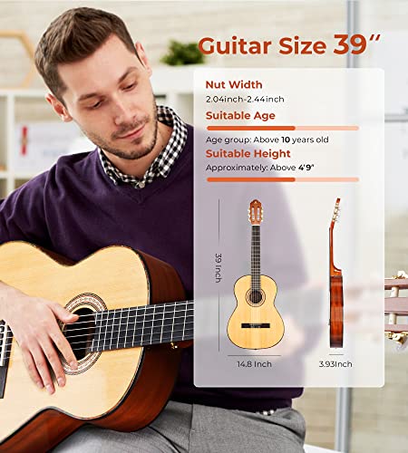 Vangoa Classical 39 Inch Nylon String Guitar Bundle - Image 5